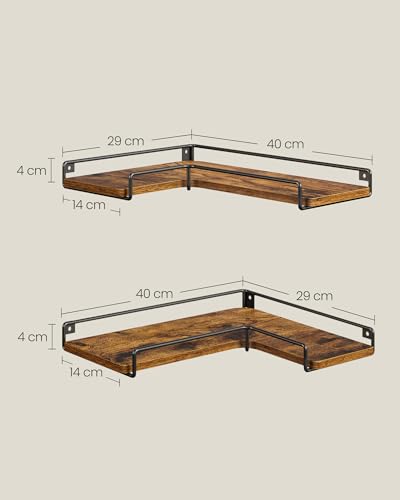 VASAGLE L-förmiges Eckregal, 3er Set, Wandregal, Industrie-Design, für Wohnzimmer, Schlafzimmer, Küche, vintagebraun LLS833KD01