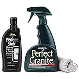 HOPE'S Perfect Sink Cleaner and Polish, 8.5 Fl Oz, and Perfect Granite and Marble Countertop Cleaner with Microfiber Cloth, 22 Fl Oz, Bundle