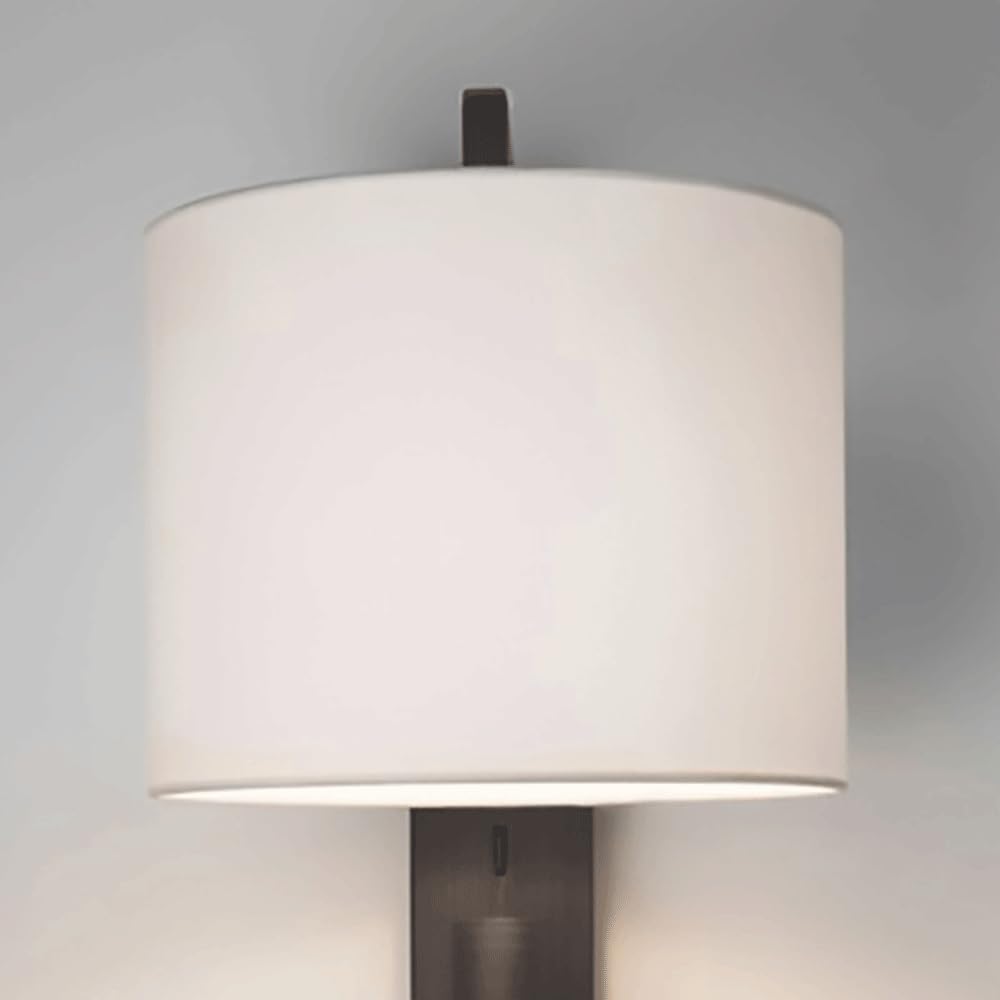 Aplique de pared de lino Foco de lectura de cabecera moderno ajustable Lámpara de pared de decoración interior cilíndrica con pantalla de tela e interruptor de encendido / apagado, accesorio de ilumin