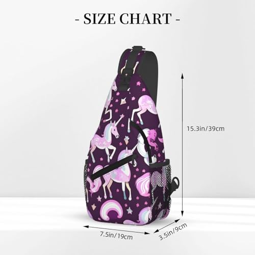 Mochila cruzada ligera con estampado unicornio negra miniatura 3