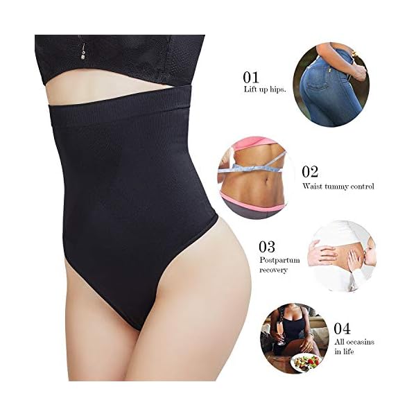 DREAM SLIM Women's High-Waist Seamless Body Shaper Briefs Firm Control Tummy Thong Shapewear Panties Girdle Underwear (as1, alpha, m, l, regular, regular, Black)