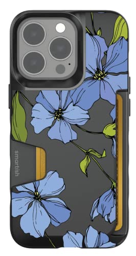 Smartish iPhone 13 Pro Wallet Case - Wallet Slayer Vol. 1 [Slim + Protective] - Blue Blossoms - Drop Tested 6FT - Credit Card Holder - Floral Case for Women - Fits Apple iPhone 13 Pro