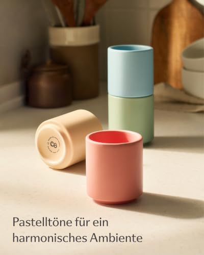 Cosumy Cappuccino Tassen Set 4er Pastell 200ml stapelbar – Kaffeetassen Set – Bild 5