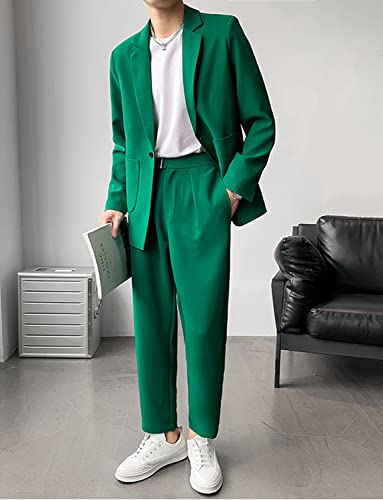 Men's One Button Two-Piece Suit, Notch Lapel Formal Dinner Party Daily Prom Wedding Tuxedos Jacket+Pants2