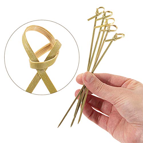DC-BEAUTIFUL 200 Pack Natural Bamboo Knot Skewers, 6 Inch Bamboo Twisted End Cocktail Picks, Appetizer Picks for Party Snacks Club Sandwiches Finger Food Barbecue Must (6.0”) - Thumbnail 4