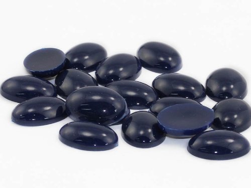 (Navy .NVY) - 18x13mm Blue Navy .NVY Flat Back Acrylic Oval Cabochon High Quality Pro Grade - 25 Pieces