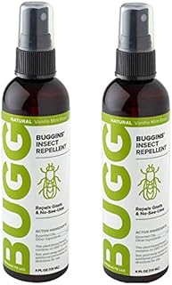 Buggins Natural Insect Repellent, DEET-Free, Repels Gnats & Flies, Plant Based, Vanilla Mint & Rose Scent, 4-oz (2 Pack)