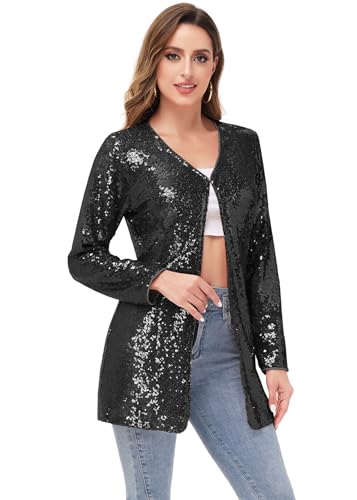 Anna-Kaci Women's Open Front Sequin Coat Las Vegas Blazer Party Club Cocktail Jacket Outerwear3