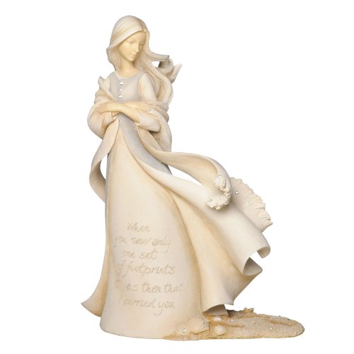 Foundations Footprints Poem Angel Stone Resin Figurine, 9.06”