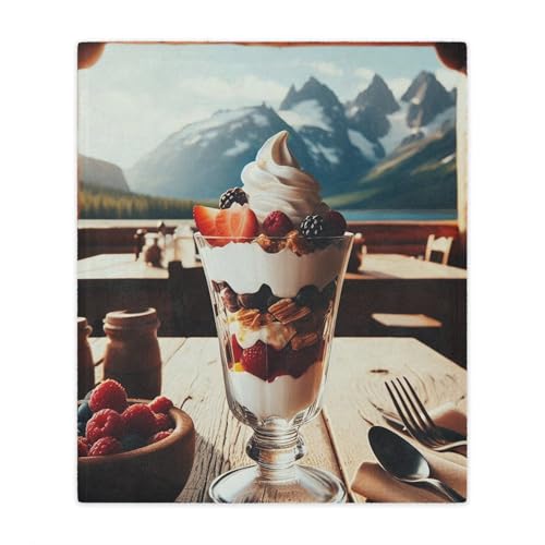 Cozy Blanket Inspired by Parfait Glass with Colorful Fruit and