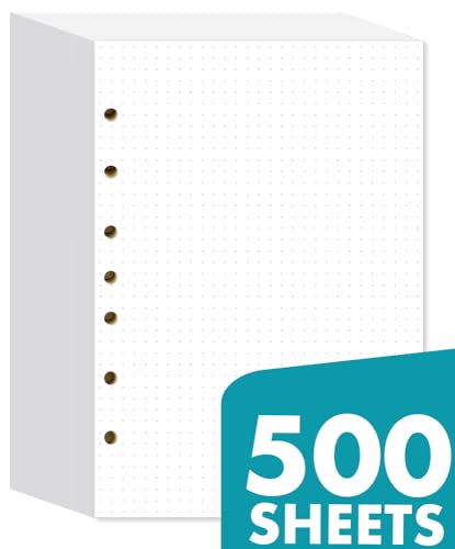 Pacote de papel de enchimento pontilhado com 500 folhas de 14 x 21,6 cm para mini fichários de 3 ané