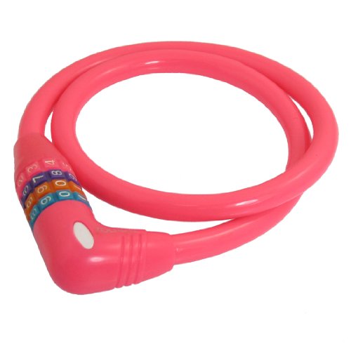 Aexit Fuchsia Cable Bike Locks Shell 4 Digit Resettable Bike U-Locks Combination Lock