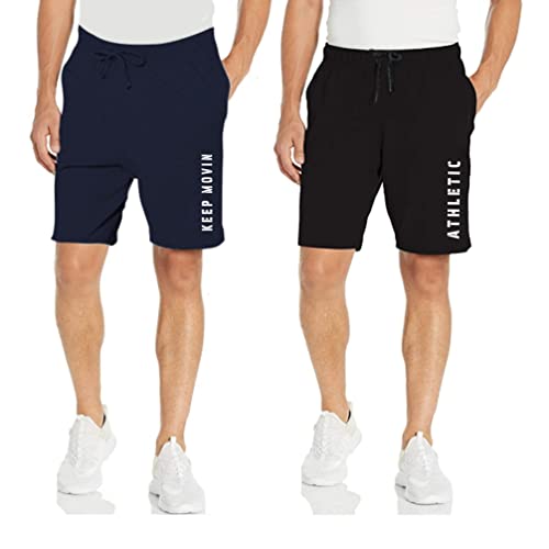 Image of KART BLACK Plus Size Men's Shorts with Pocket|Casual Knit Shorts|Printed Shorts|Over Sized Shorts|(S,M,L,XL,XXL,3XL,4XL,5XL) Combo Pack of 2