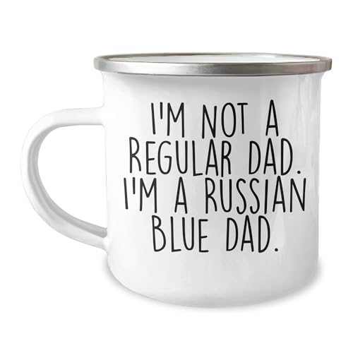 Russian Blue Cat Camping Mug Gifts for Dad from Men - Funny Quote