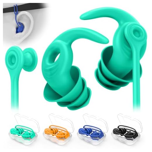 Tapones de Natación para Adultos, 4 Pares de Tapones para los Oídos Impermeables de Silicona Reutilizables con Cordón Extraíble, Ideales para Natación, Ducha, Surf y Otros Deportes Acuáticos