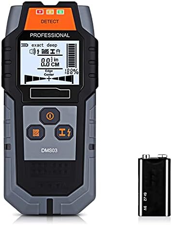 Stud Finder, 4 in 1 Sensor Wall Scanner, with Digital LCD Display, Automatic Calibration and Sound Alarm, 3 Signal Lamp Prompts, for Wood AC Wire Metal Stud Detection - DMS03,
