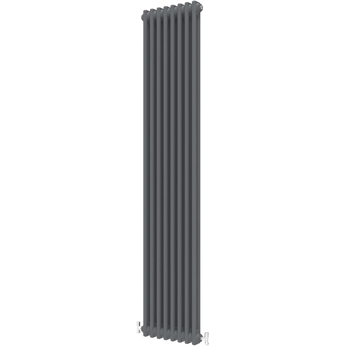 Radbliss Anthracite Vertical Traditional 2 Column Design Radiator 1800X380mm Matt Grey Cast Iron Style Tall Rad Central Heating
