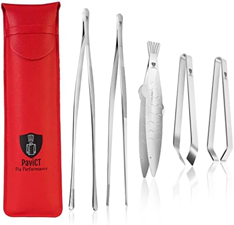 PaviCT Stainless Steel Long Tweezers - Fish Tweezers Bones - Kitchen Tweezers Tongs - Cooking Tweezers - Food Tweezers - Chef Tweezers - Pasta Tongs