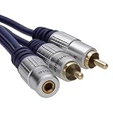 Pur 3,5 mm Stéréo Jack Femelle Vers 2 Cinch Fiches l'audio d'extension Rallonge câble Plaqués Or 0,5 m [0.5 mètre/0,5m]