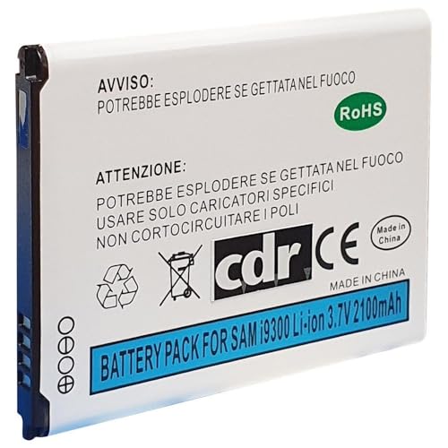 C D R Batteria compatibile Samsung S3 i9305, Galaxy S3 Neo i9301, realizzata per Samsung EB-L1G6LLUC originale da 2100 mAh