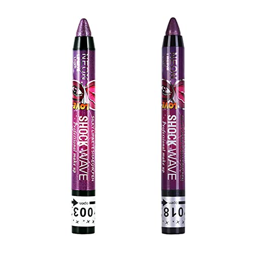Go Ho 2Pcs Purple Eyeshadow Sticks,Shimmer Eye Black Ultra Pigmented Makeup Eye Shadow Powder Long Lasting Eye Shadow Pen,003 Bright Purple & 018 Deep Purple #TOP9