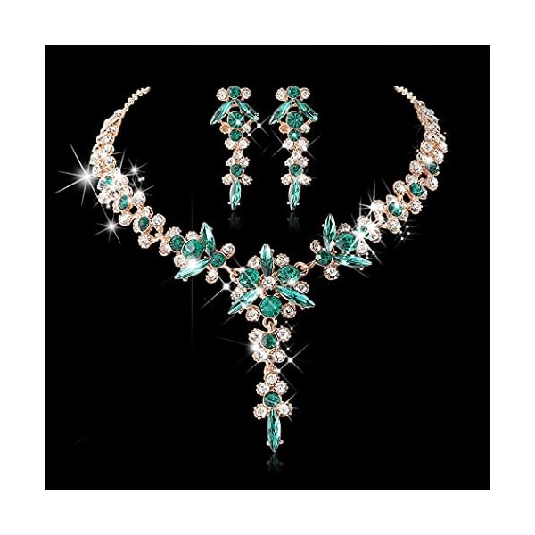 Unicra Bride Necklace Earrings Set Crystal Bridal Wedding Jewelry Sets Rhinestone Choker Necklace Prom Costume Jewelry for Women and Brides - Image 3