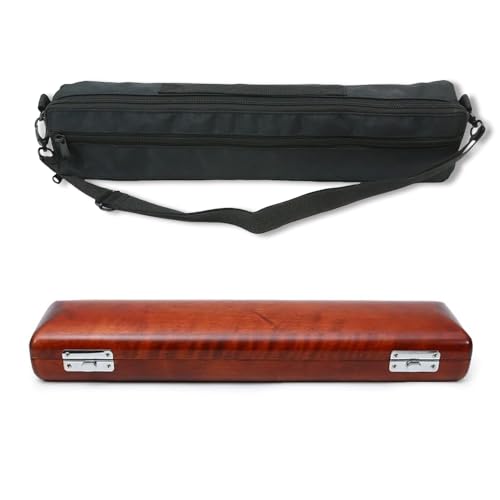 ModouString Flute Case Cover Bag with Adjustable Strap flute Storage Box with Velvet Inside Solid wood Durable Lightweight (16 hole,red)