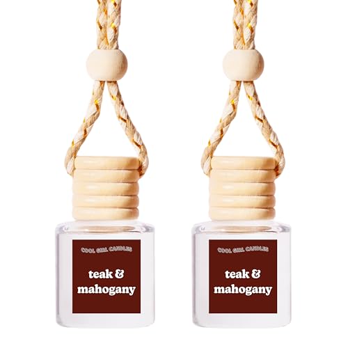 Image of COOLGIRLCANDLES Teakwood + Mahogany Car Hanging Fragrance Oil Air Freshener for Essential Oils, Aromatherapy Automobile Diffuser, Long Lasting Bottle