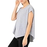 [necker] ヨガウェア トップス レディース Tシャツ 体型カバー 吸汗速乾 綿混 ストレッチ ホットヨガ ピラティス ジム フィットネス アクティブウェア スポーツウェア (L, グレー)