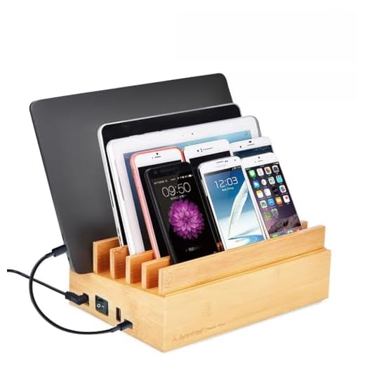 Avantree Station de charge et Organiseur USB 10 Ports Quick Charge 3.0 & Type C 100W en bois pour multiples appareils, nouveau MacBook, tablette, smartphone [2 ans de garantie]