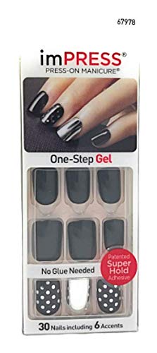 Kiss imPress Manicure Press-On Black Short Length Nails 67978 Claim to Fame