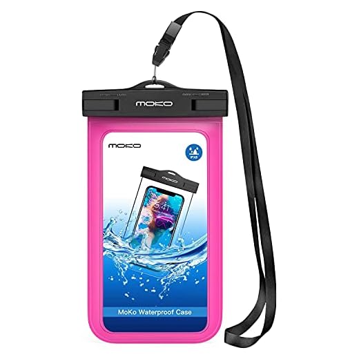 MoKo Funda Impermeable - Universal Waterproof para iPhone 12/iPhone 12 Mini/iPhone 12 Pro/iPhone XS/XS MAX/XR Galaxy S7/S7 Edge/ P7/Samsung S21 y teléfono 5.7'', Fucsia