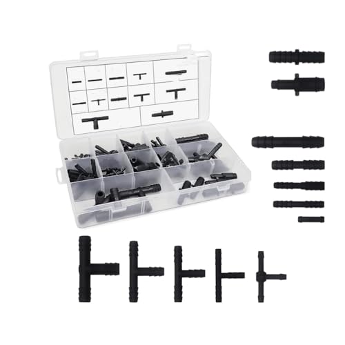 Changyeah Juego de Conectores de Manguera en T - 113 Accesorios Universales Reductores Rectos para Jardín y Riego (Negro)