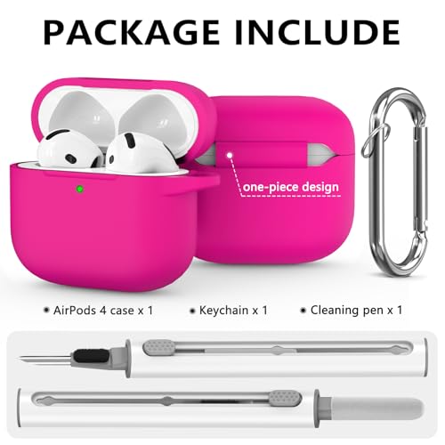 Image of Ljusmicker for AirPods 4 Case 2024 with Cleaner Kit,Hot Pink
