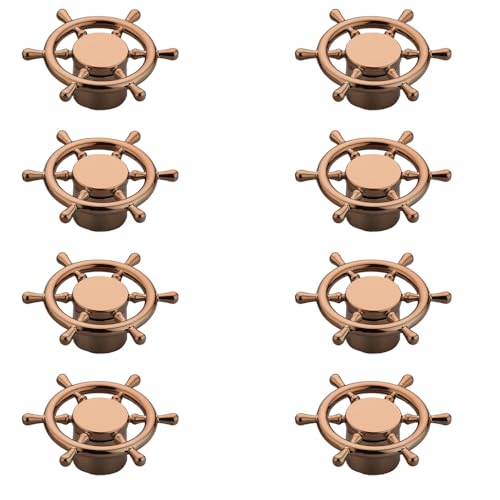 Image of Ship Wheel Design Knob for Drawer /Door Knob /Drawer Knobs /Decorative Knobs and Pulls /Zinc Alloy (Rose Gold) Pack of 8-| 3 Years Warranty |
