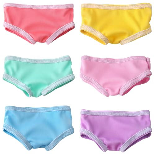 6 Pcs Baby Doll Diapers for 14-18 Inch Dolls, Underpants Clothes Accessories Underwear Diapers, Reusable & Washable Doll Underwear Fits Baby Dolls Compatible with Most Brands 18" Dolls