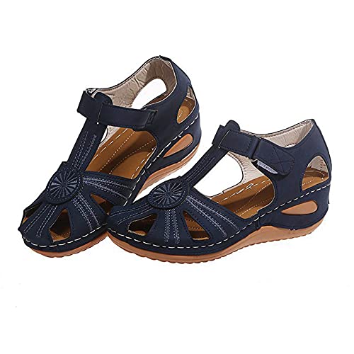 Damen Sommer Aushöhlen Geschlossene Zehen Sandalen Weiche Bequeme Plattform Hausschuhe Sandalen Strand Flip Flops Vintage Strand Keil Hausschuhe Schuhe Cover