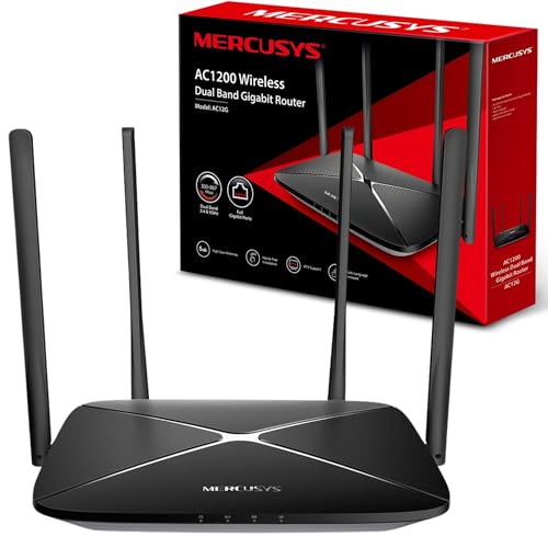 MERCUSYS AC1300 Wireless Dual Band Gigabit Router, Wi-Fi Speed Up to 867 Mbps/5 GHz + 300 Mbps/2.4 GHz, Reliably Connect up to 60 Devices, Ready for Smooth IPTV, Easy installation (AC12G)