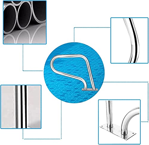 Barandal Curvo para Piscina con Base Rápida, Acero Inoxidable miniatura 3