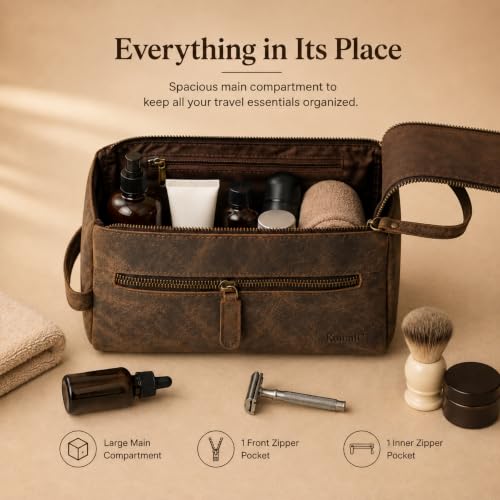 KomalC Buffalo Leather Toiletry Bag