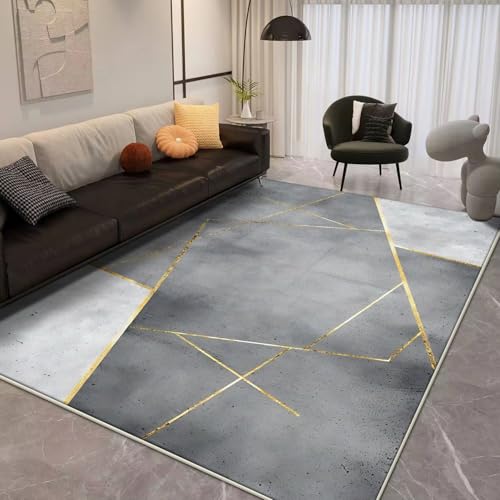 Tapis géométrique grand format doux pour salon et chambre moderne