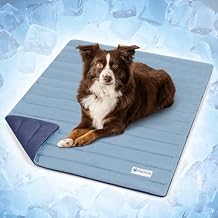 PetAmi Dog Cooling Mat, Q-Max Pet Cooling Blanket with Thick Cushioning, Self Cooling Pad for Dogs & Cats, Reversible Summer Mat for Crate, Couch, Kennel, Gray/Light Grey, Medium 29x40