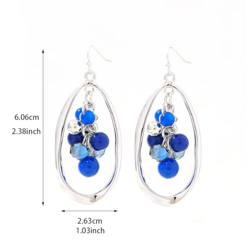 Big Hoop Beaded Earrings for Women Long Cluster Colorful Red Stone Drop Earrings Boho Western Jewelry Teardrop Statement Earrings Dangle4