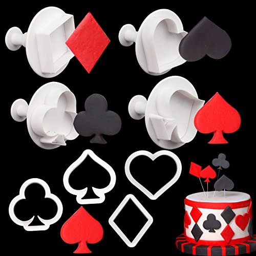 8 Pieces Poker Playing Bridge Plastic Cookie Cutter Playing Card Fondant Cutter Poker Cards Fondant Mold(Spade, Club, Diamond, And Heart) #TOP6