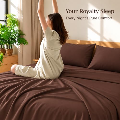 Image of Microfiber Double Size Bedsheet with 2 Pillow Covers | Ultra Soft & Breathable Flat Sheet | Wrinkle-Resistant, Premium Comfort for Everyday Use |Size (90 inch x 100 inch) Brown