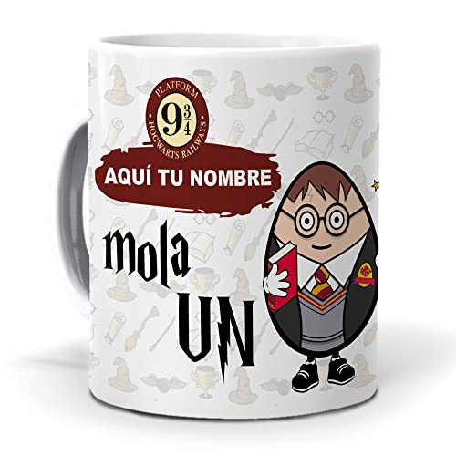 Taza personalizada con texto. Regalo original. Taza Harry Potter. Tu nombre molas un huevo. Haz un...