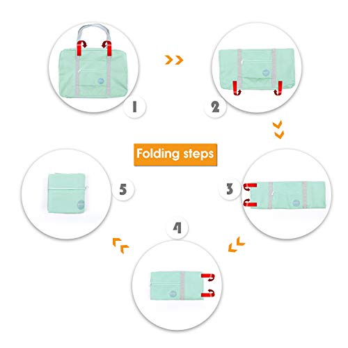 Wandf Foldable Travel Duffel Bag Luggage Sports Gym Water Resistant Nylon (A-Mint Green)