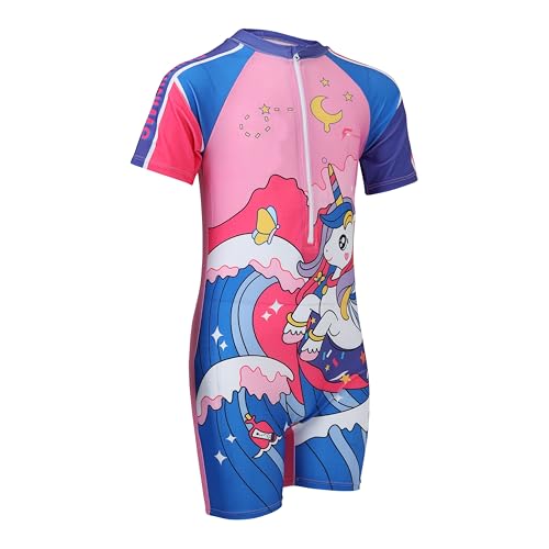 Image of FABSPORTS Kids Swimsuit Set Printed One-Piece Swimwear for Boys & Girls, Half Sleeve Bathing Suit, Comfortable Swimming Costume for Children, 2-12 Years