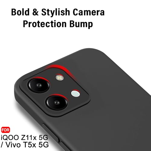 Image of TheGiftKart Liquid Silicon Back Cover Case for iQOO Z11x 5G / Vivo T5x 5G / Vivo Y51 Pro 5G | Total Camera Protection | Micro-Fibre Lining Inside | Shockproof Back Cover Case (Silicone, Black)