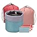 Senkary 3 Pieces Barrel Shaped Travel Bag Makeup Bag Waterproof Cosmetic Organizer Bag Cases Toiletry Bag (Green, Pink and Red)